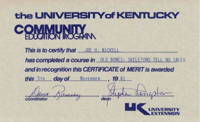 Community Education certificate