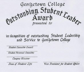 Outstanding Student certificate
