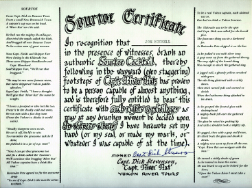 Sourtoe certificate