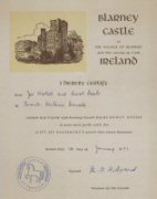 Blarney Castle Certificate
